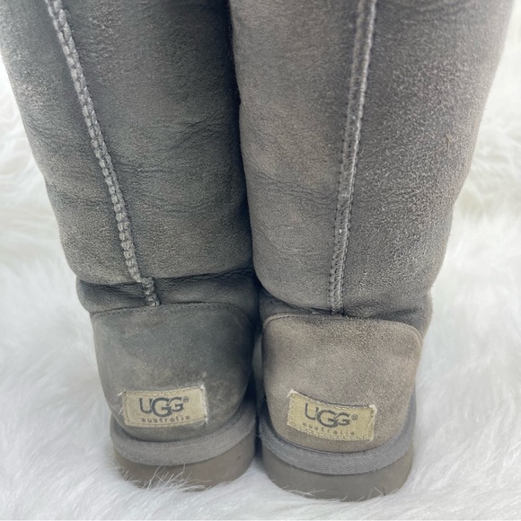 UGG Australia Classic Tall Gray Suede Leather Sheepskin Boots Women’s Size 7 - Picture 6 of 14
